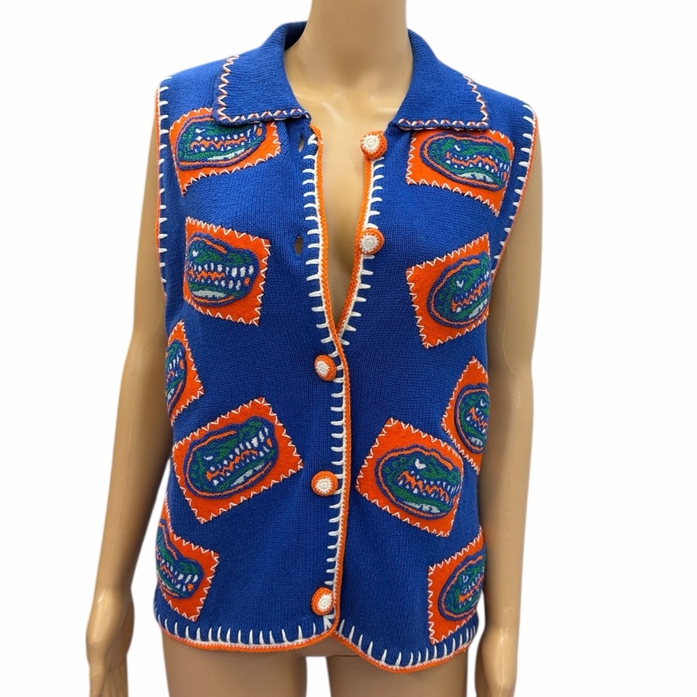 Vintage Castles Sport Gators Cardigan Sweater Vest Women Medium